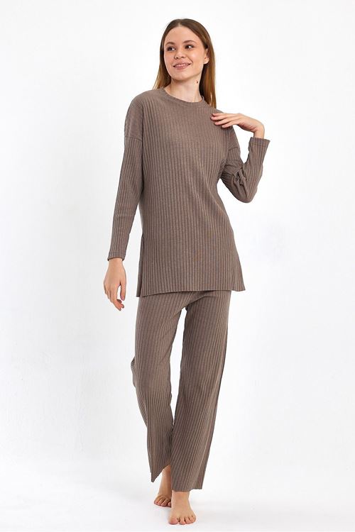 Kadın Toprak Kadın Fitilli Raporlu & Eşofman, Gündelik Ev Giyim Pijama Takımı
