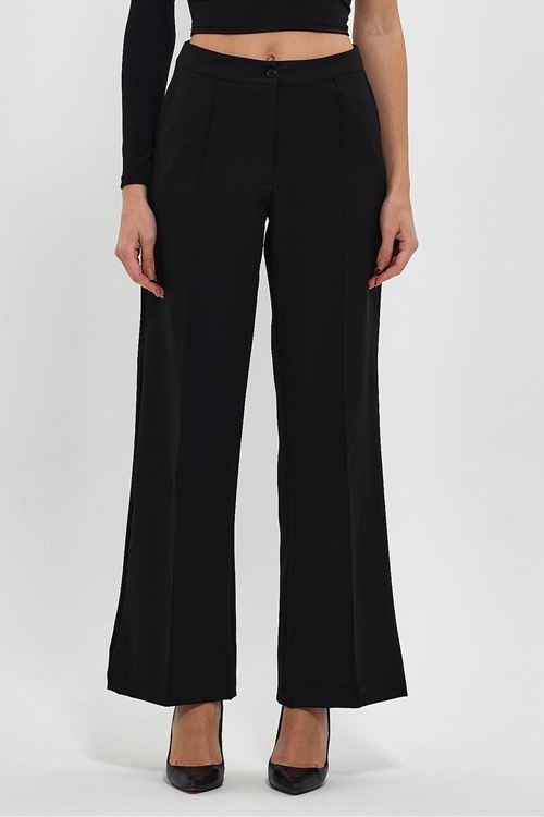 Finike Kumaş Nervürlü Bol Paçalı Palazzo Pantolon