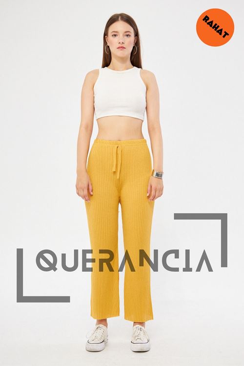 Kadın Sarı Rahat Fitilli Pantolon & Eşofman