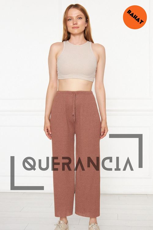 Kadın Toprak Rahat Fitilli Pantolon