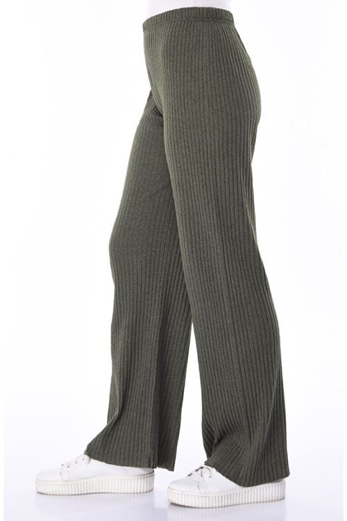 Kadın Haki Renk Rahat Fitilli Pantolon & Eşofman