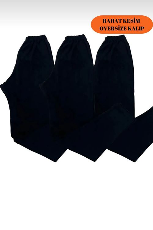 3' lü Erkek Siyah Rahat İçlik Tayt, Pantolon Altı İçlik, İçlik Pijama, Kışlık İçlik Giyim
