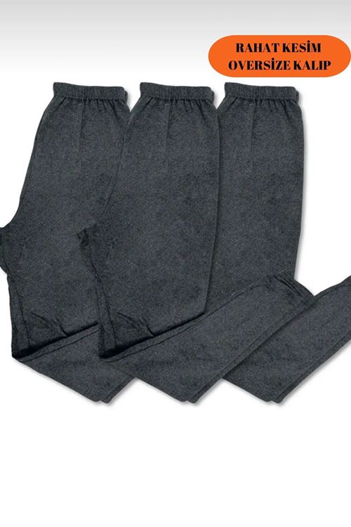 3' lü Erkek Antrasit Rahat İçlik Tayt, Pantolon Altı İçlik, İçlik Pijama, Kışlık İçlik Giyim