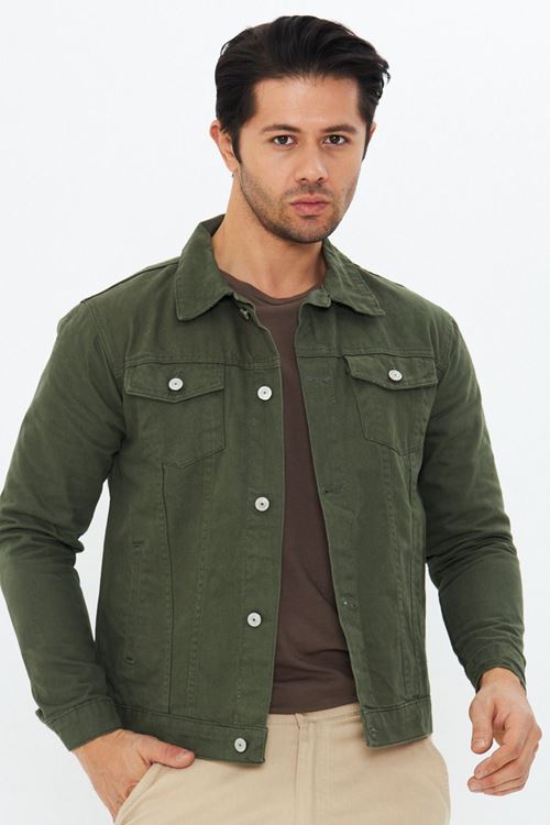 Erkek Haki Slim Fit Ceket