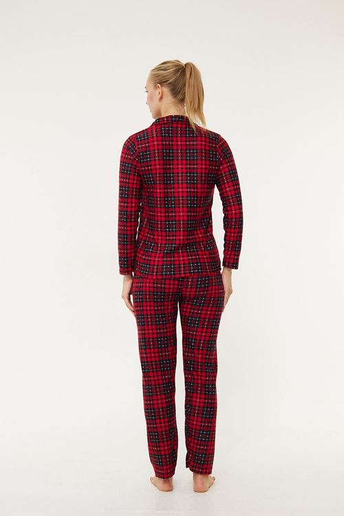 Kadın Pamuklu Süet Desenli Pijama Takımı