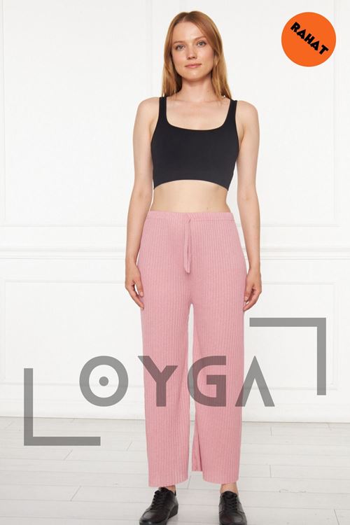 Kadın Pantolon Gül Kurusu Fitilli Raporlu Gündelik Pantolon & Eşofman