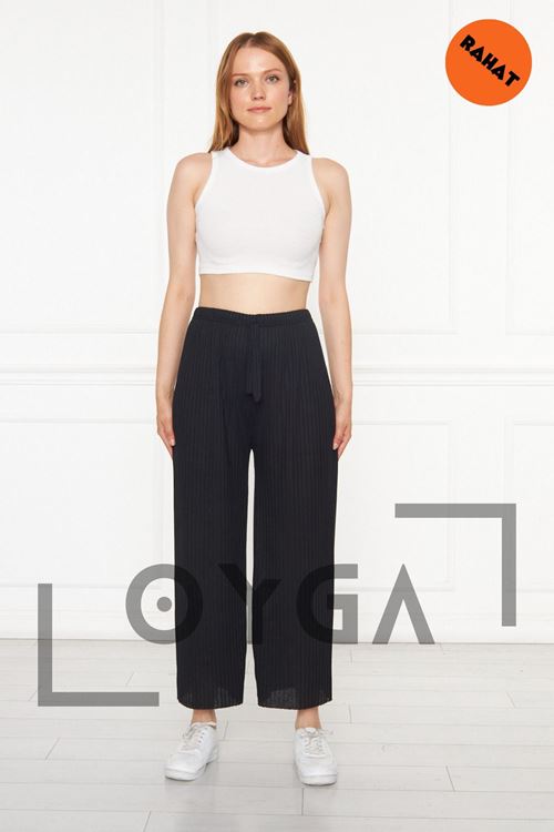 Kadın Pantolon Siyah Fitilli Raporlu Gündelik Pantolon & Eşofman