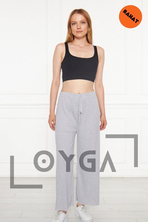 Kadın Pantolon A.Gri Fitilli Raporlu Gündelik Pantolon & Eşofman