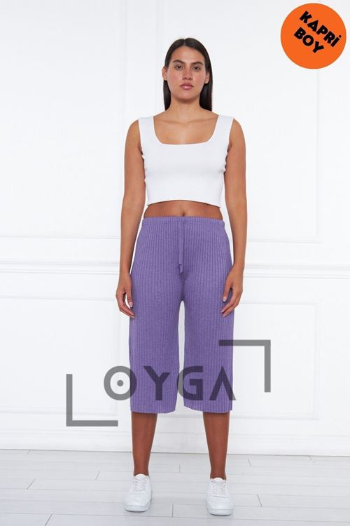 Mor Kadın Fitilli Rap & Eşofman, Gündelik Ev Giyim Pijamaorlu Pantolon