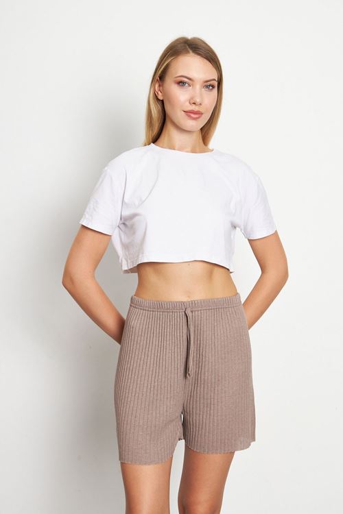 Toprak Kadın Fitilli Gündelik Rahat Giyim Şort Pijama Altı