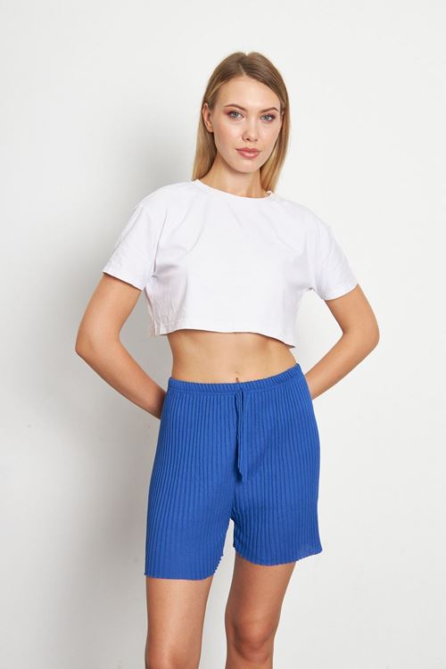 Sax Kadın Fitilli Gündelik Rahat Giyim Şort Pijama Altı