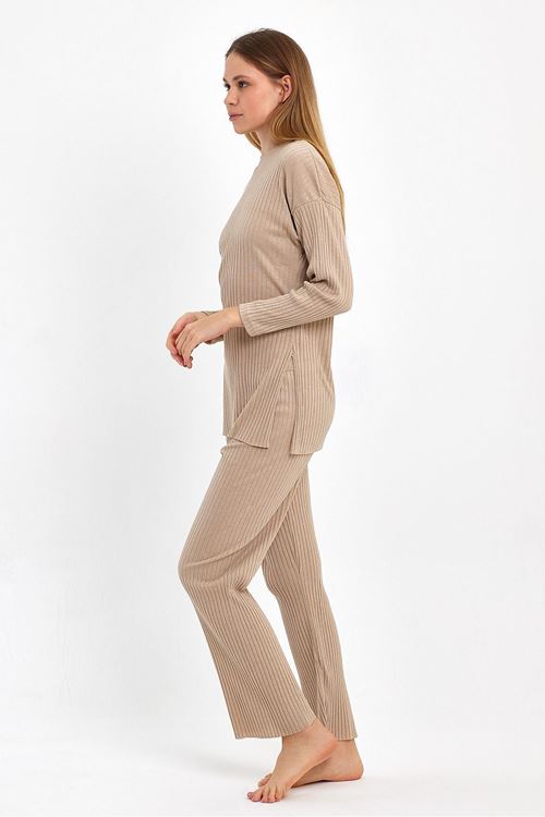 Kadın Taş Kadın Fitilli Raporlu & Eşofman, Gündelik Ev Giyim Pijama Takımı