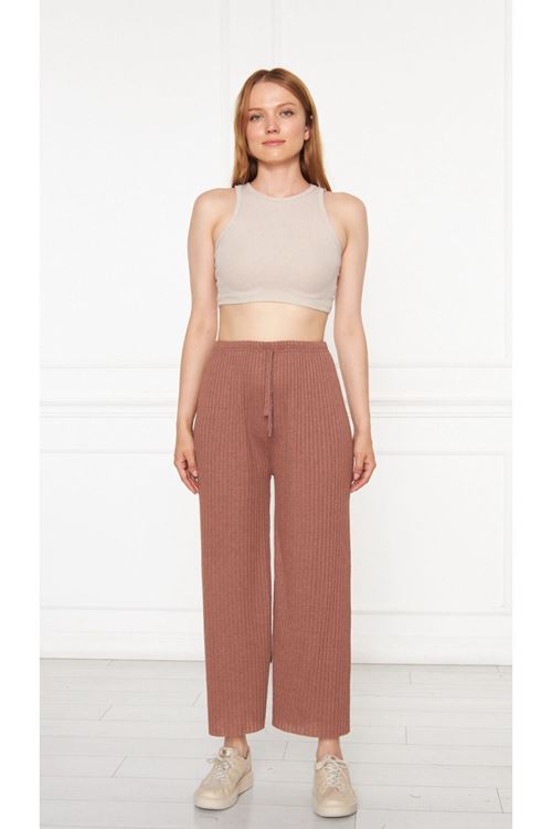 Kadın Pantolon Toprak Fitilli Raporlu Gündelik Pantolon & Eşofman