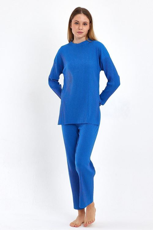 Kadın Sax Kadın Fitilli Raporlu & Eşofman, Gündelik Ev Giyim Pijama Takımı