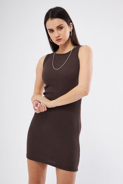 Kadın Kahve Kaşkorse Kolsuz Elbise
