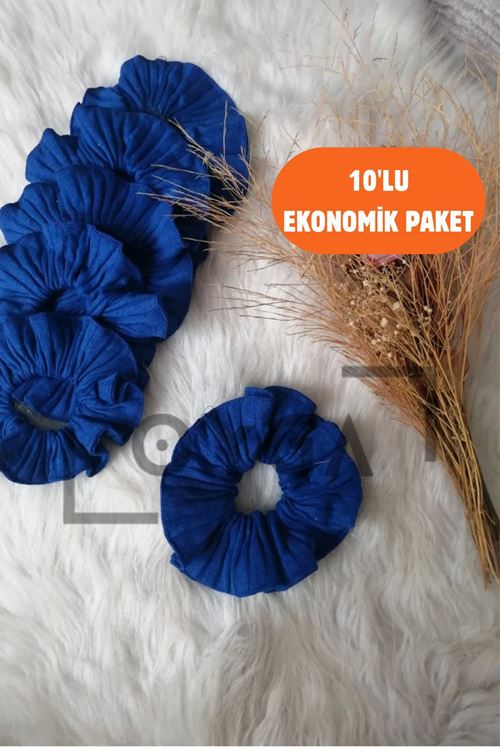 OYGA 10’lu Sax Fitilli Ribana Saç Tokası Seti – Yumuşak Doku, Dış Dikiş Detaylı Scrunchie