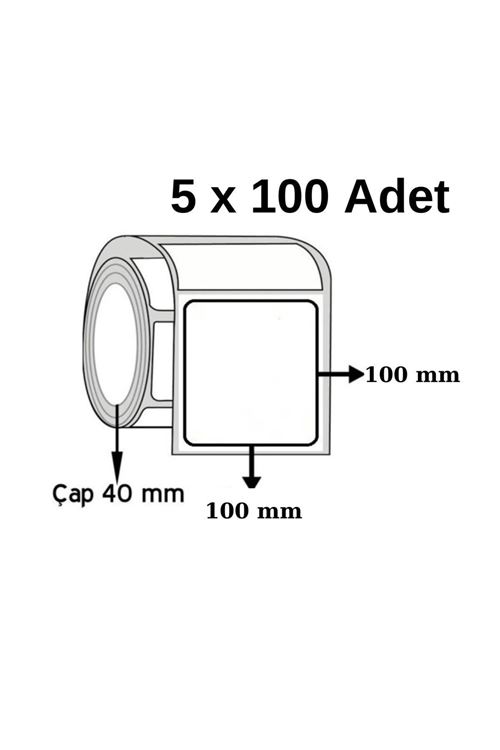 100x100 Mm Termal Etiket - 100 Sarım 5 Rulo ( 500 Adet )