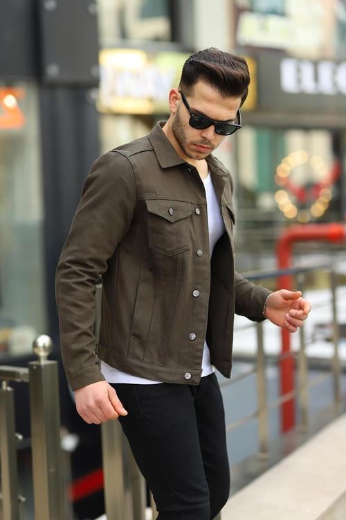 Koyu Haki Erkek Kot Ceket