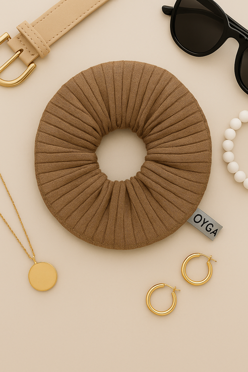 OYGA Toprak Fitilli Ribana Saç Tokası – Dış Dikiş Detaylı, Yumuşak Lastikli Scrunchie