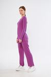 Kadın Pembe Kadın Fitilli Raporlu & Eşofman, Gündelik Ev Giyim Pijama Takımı