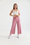 Kadın Ribana Kumaş Fitilli Pantolon Pembe
