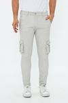 Erkek Slim Fit Yandan Cepli Bel Kemerli Düz Paça Esnek Kumaş Erkek Kargo Pantolon