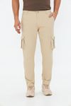 Erkek Slim Fit Yandan Cepli Bel Kemerli Düz Paça Esnek Kumaş Erkek Kargo Pantolon