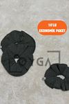 OYGA 10’lu Haki Fitilli Ribana Saç Tokası Seti – Yumuşak Doku, Dış Dikiş Detaylı Scrunchie